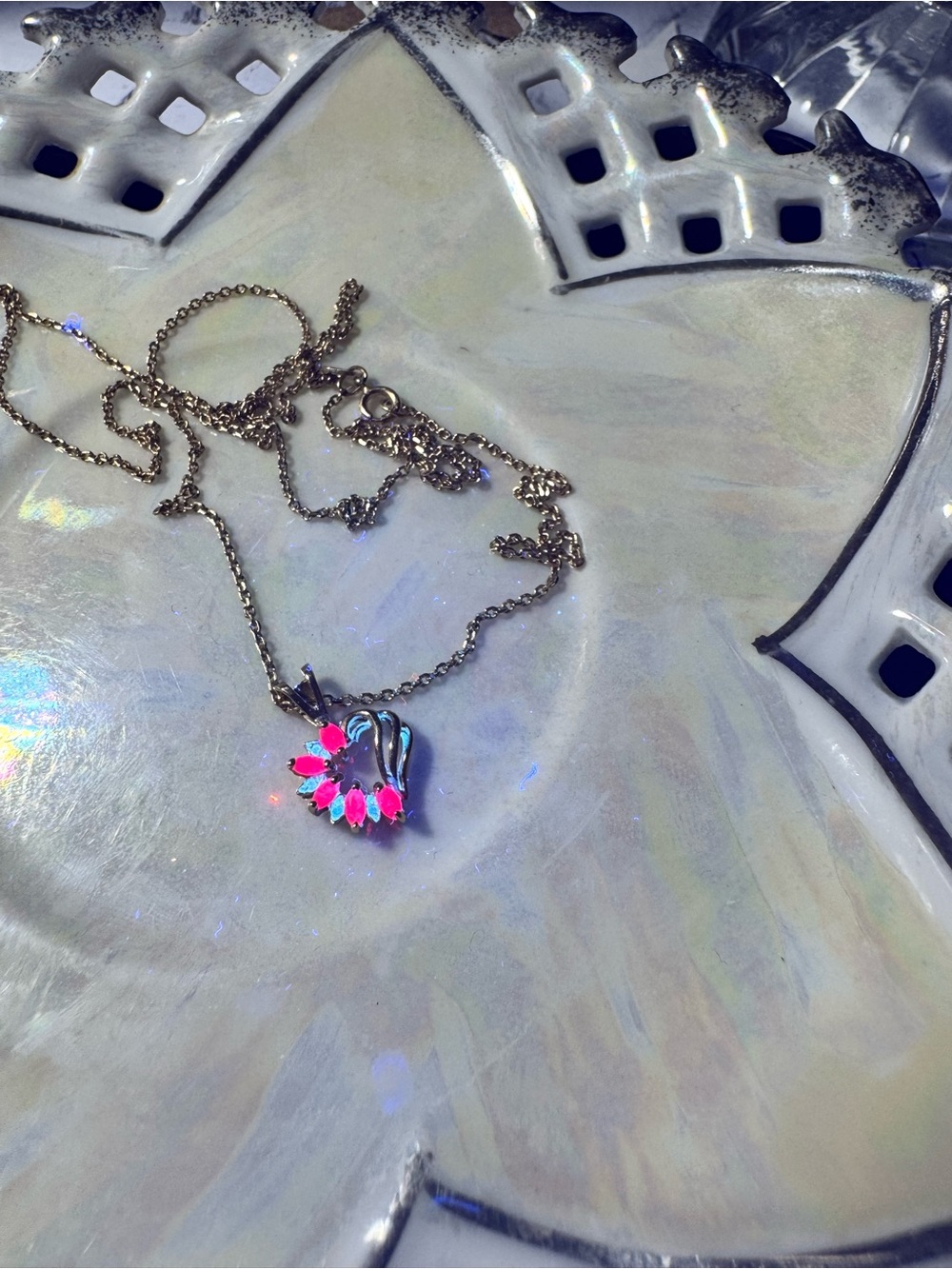 Vintage 10K/14K Solid Gold Heart Necklace – Real Marquise Rubies & Diamonds